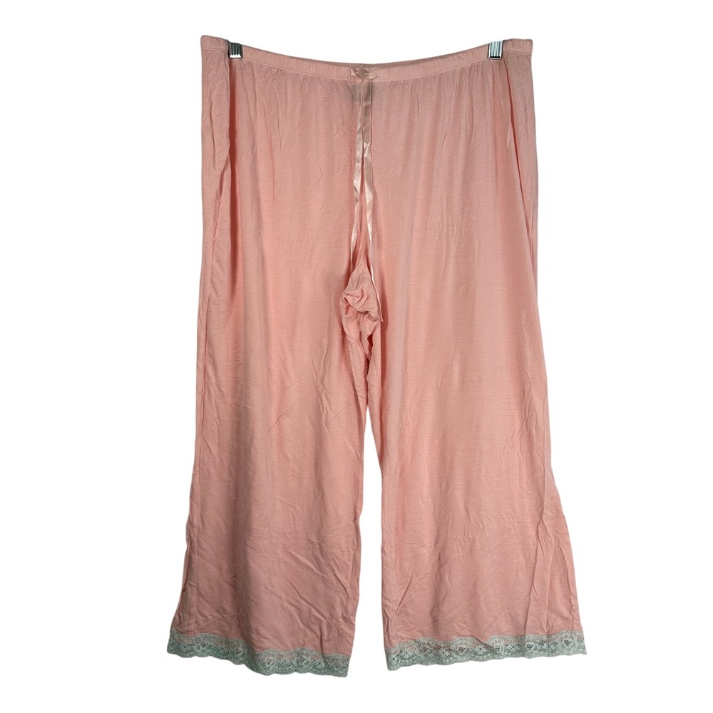 Apt 9 Intimates Pink Lace Trim Pajama Pants XXL Wide Leg Crop Sleepwear